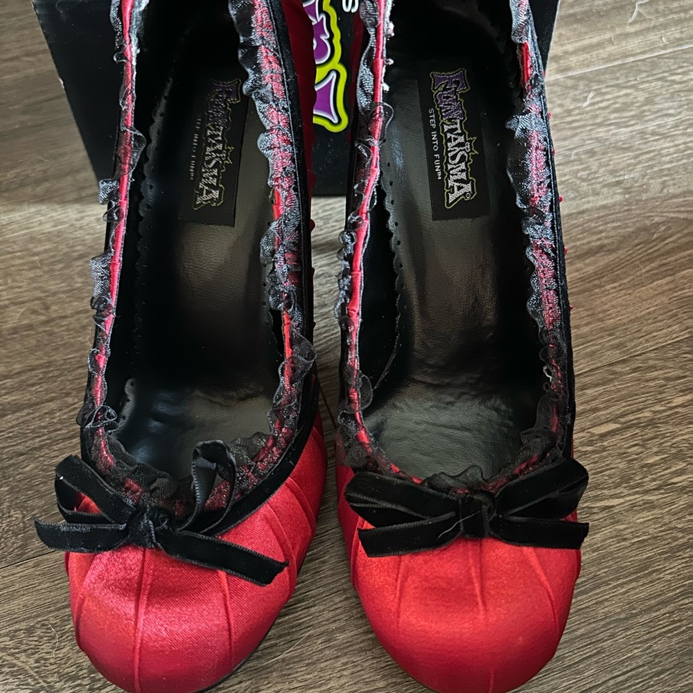 Funtasma Red and Black Heels with Vintage-Inspired Design